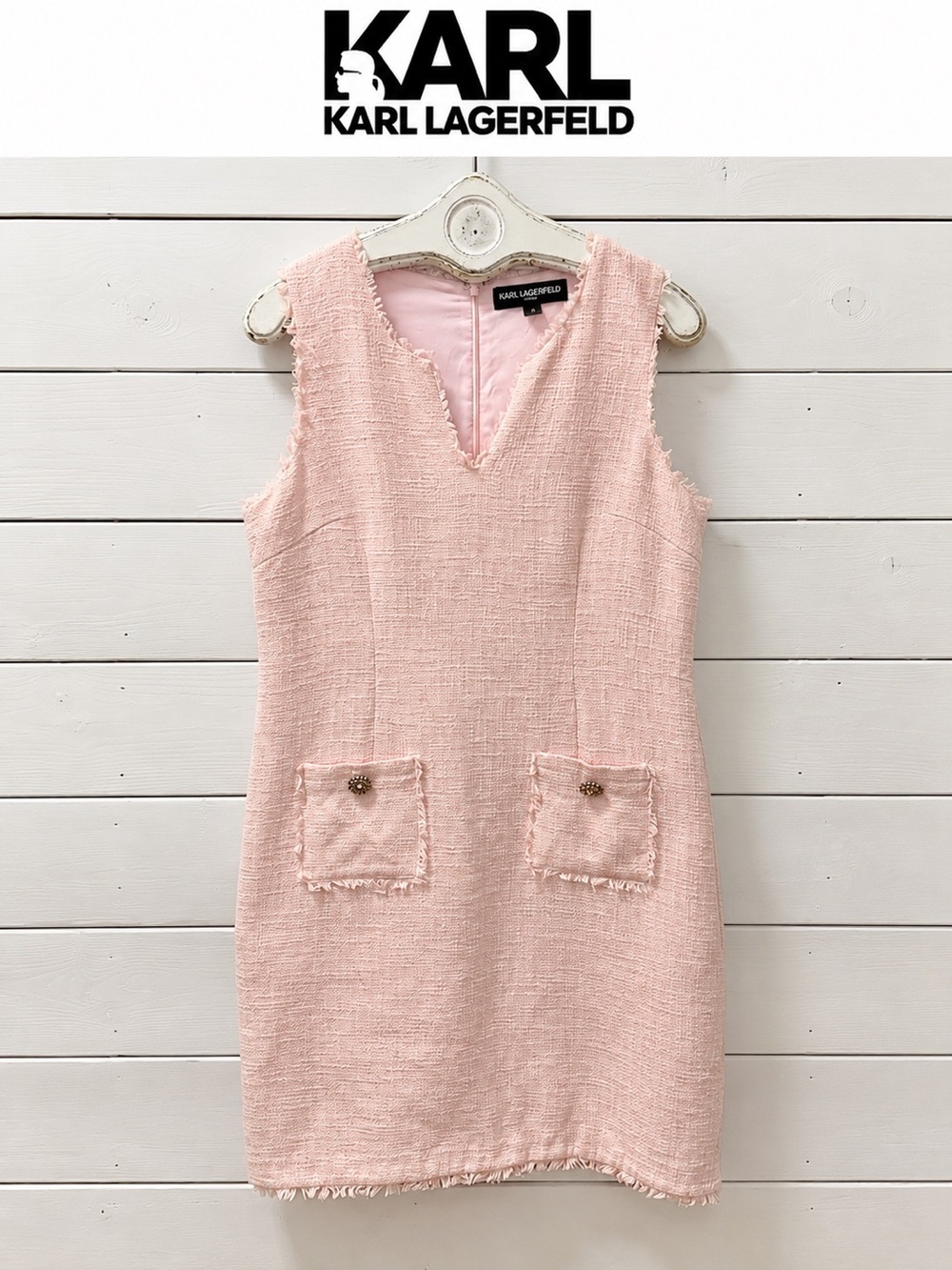 KARL LAGERFELD PARIS – Classic Pink Tweed Dress – Size 12